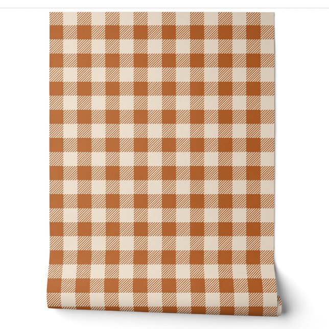 Herbst verbranntes Orange Gingham-Muster Herbst Ka Tapete (Abrollen)
