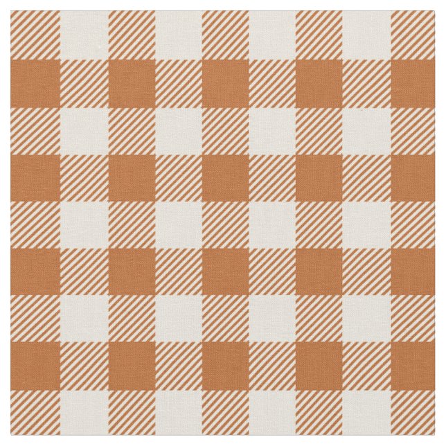 Herbst verbranntes Orange Gingham-Muster Herbst Pl Stoff (Nahaufnahme)