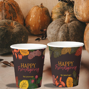 Herbst verlässt Acorns Berries Friendsgiving Dinne Pappbecher