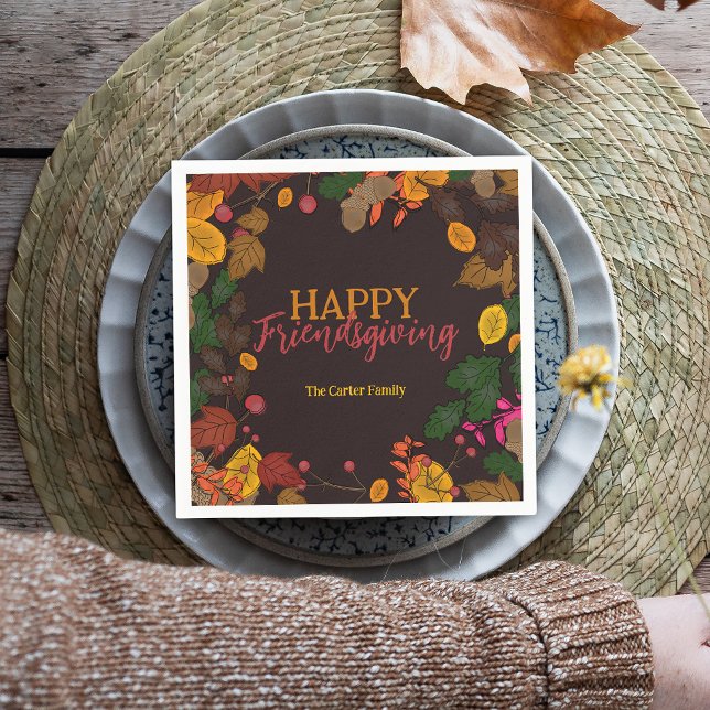 Herbst verlässt Acorns Berries Friendsgiving Dinne Serviette (Von Creator hochgeladen)