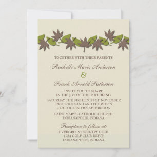 Herbst verlässt Grenze Hochzeit einladen, braun/gr Einladung