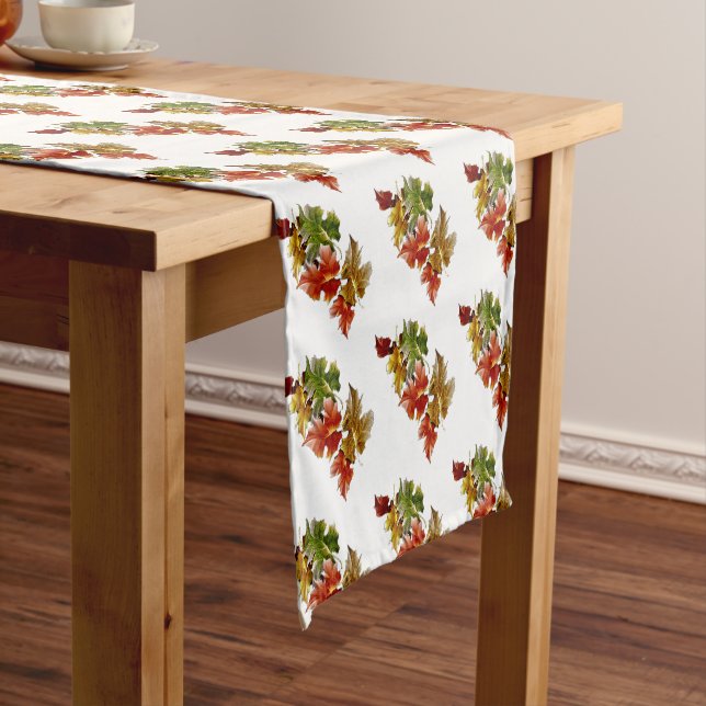 Herbst verlässt Muster White Table Runner Kurzer Tischläufer (Beispiel)
