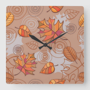 Herbst verlässt Wall-Uhr Quadratische Wanduhr
