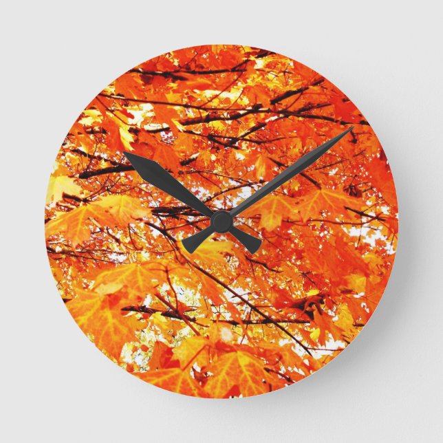 Herbst verlässt Wall-Uhr Runde Wanduhr (Vorderseite)