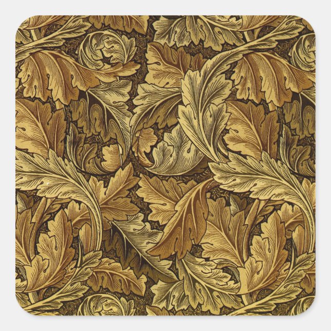 Herbst verlässt William Morris Muster Quadratischer Aufkleber (Vorderseite)