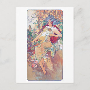 Herbst (vier Jahreszeiten), Alphonse Mucha Postkarte