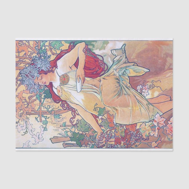 Herbst (vier Jahreszeiten), Alphonse Mucha Seidenpapier (Vorderseite)