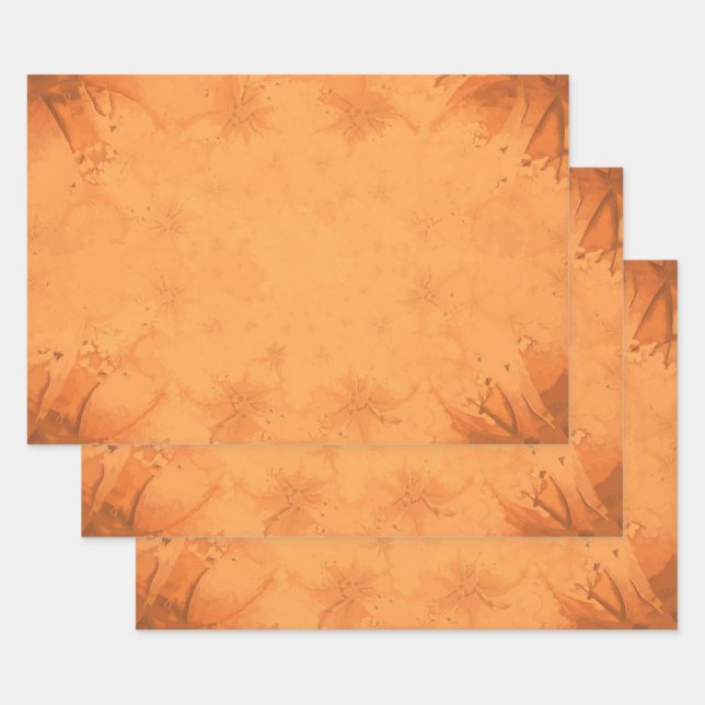 Herbst Viktorianisch-braunes Orangenmuster Geschenkpapier Set (Set)