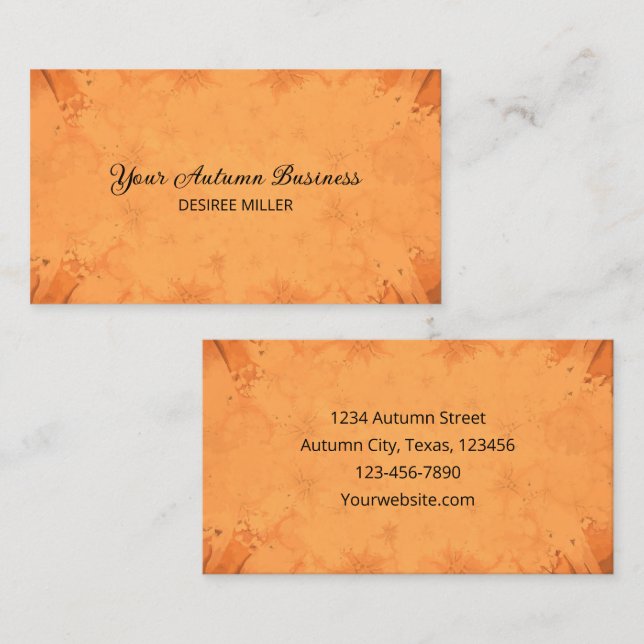 Herbst Viktorianisch Burnt Orange Wasserfarbmuster Visitenkarte (Vorne/Hinten)