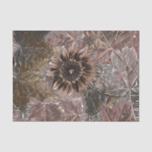 Herbst Vintage Sonnenblume Braun Grau Ahornblätter Seidenpapier