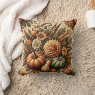 Herbst Vintager floraler Erntedank Pumpkin Kissen