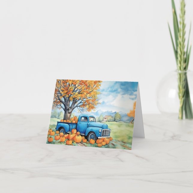 Herbst Vintager Lieferwagen und Pumpkins Leere (Vorderseite)