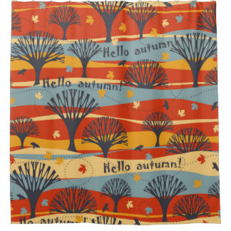 Herbst Vintages nahtloses Baummuster, Ahorn  Duschvorhang