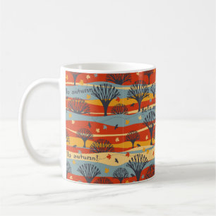 Herbst Vintages nahtloses Baummuster, Ahorn Kaffeetasse