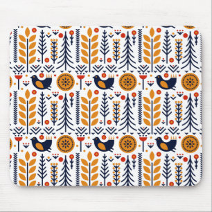 Herbst-Vogel-Volkskunst-Muster Mousepad