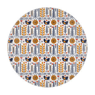 Herbst-Vogel-Volkskunst-Muster Schneidebrett