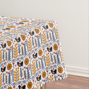 Herbst-Vogel-Volkskunst-Muster Tischdecke