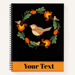 Herbst-Vogel-Volkskunst Notizbuch