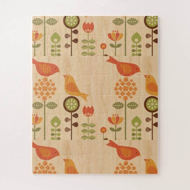 Herbst-Vogel-Volkskunst Puzzle (Vertikal)