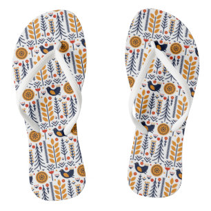 Herbst-Vogelvolk-Muster Flip Flops