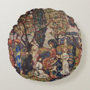 Herbst von Maurice Prendergast, Vintage Fine Art Rundes Kissen
