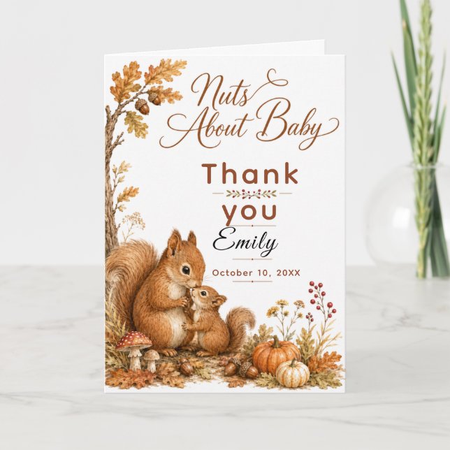 Herbst-Wald-Baby-Party Dankeskarte (Vorderseite)