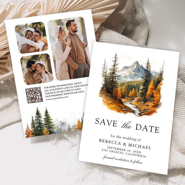 Herbst Wald Berg Foto QR-Code Hochzeit Save The Date (Von Creator hochgeladen)