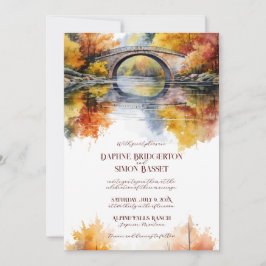 Herbst-Wald-Brücke Hochzeit Einladung