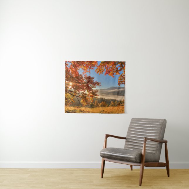 Herbst-Wald in den Bergen Wandteppich (Beispiel (Horizontal))