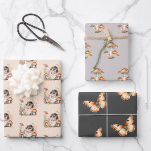 Herbst-Waldfee-Baby-Party Geschenkpapier Set
