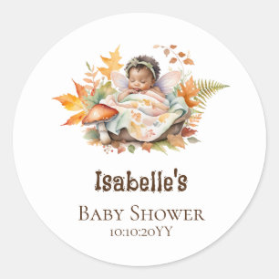 Herbst-Waldfee-Baby-Party Runder Aufkleber