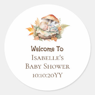 Herbst-Waldfee-Baby-Party Runder Aufkleber