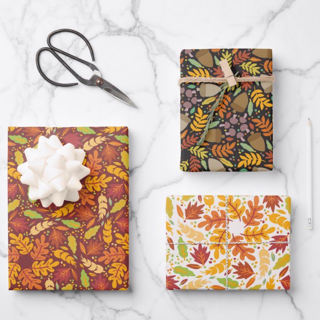 Herbst-Waldland-Herbstleaves Geschenkpapier Set (Vorderseite)