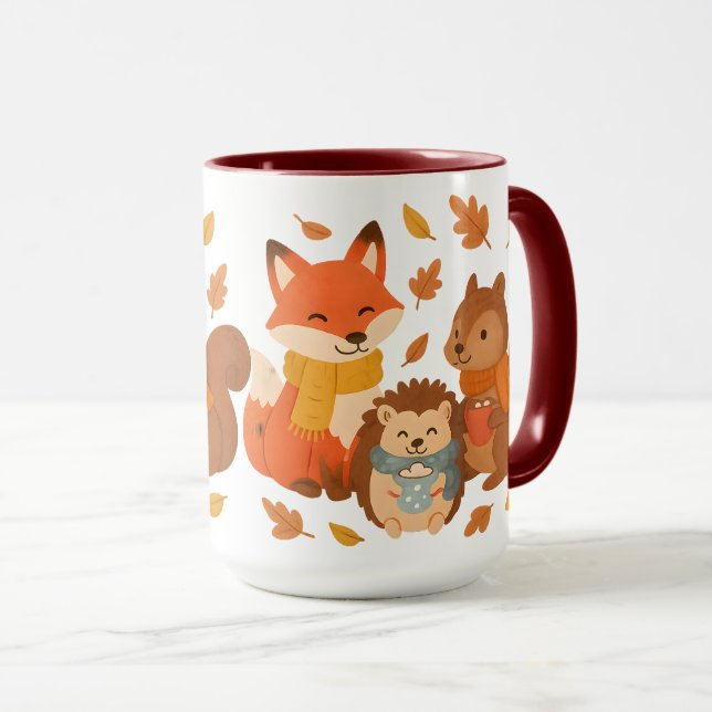 Herbst-Waldtiere Keramikbecher Tasse (VorderseiteRechts)
