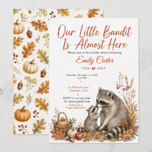 Herbst-Waschbär-Baby-Party Einladung
