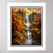 Herbst-Wasserfall-Landschaft Impressionist