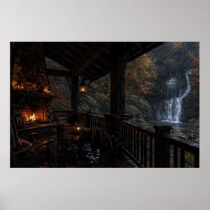 Herbst-Wasserfall-Veranda-Poster Poster