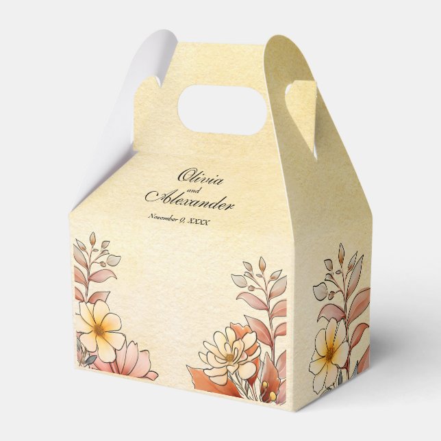 Herbst Wasserfarbe Flora Terracotta Geschenkschachtel (Vorderseite)