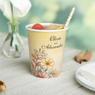 Herbst Wasserfarbe Flora Terracotta Pappbecher