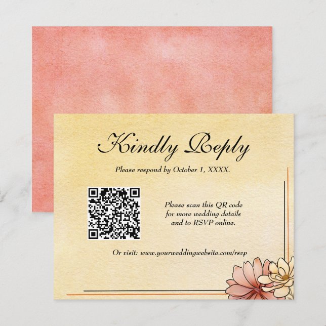 Herbst Wasserfarbe Flora Terracotta RSVP Karte (Vorne/Hinten)