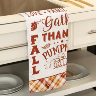 Herbst Wasserfarbe Orange Karierte Collage Geschirrtuch