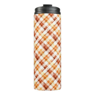 Herbst Wasserfarbe Orange Karomuster Thermosbecher