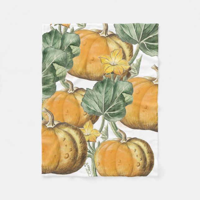 Herbst Wasserfarbe Vintage Pumpkins Fleecedecke (Vorderseite)