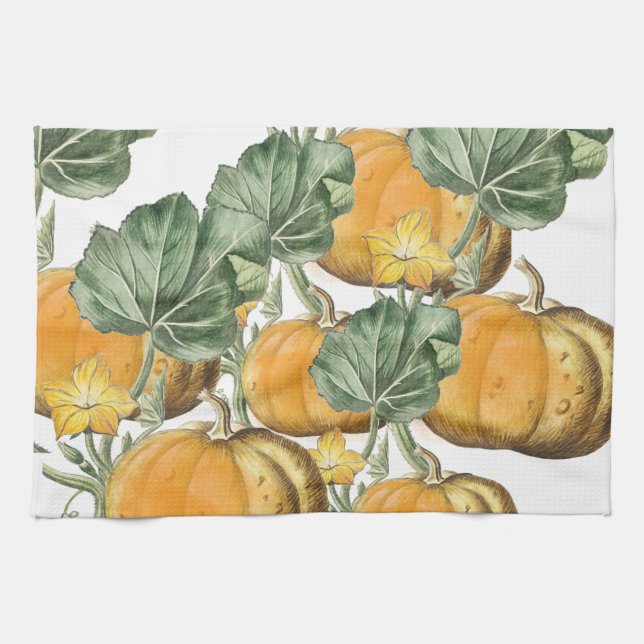 Herbst Wasserfarbe Vintage Pumpkins Geschirrtuch (Horizontal)