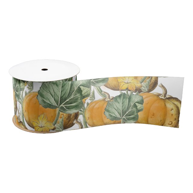 Herbst Wasserfarbe Vintage Pumpkins Satinband (Spule)