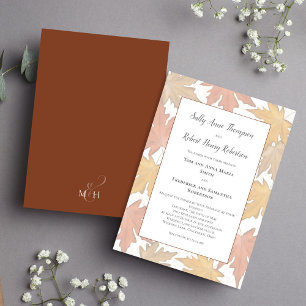 Herbst Wasserfarben Blatt Hochzeit individuell Einladung