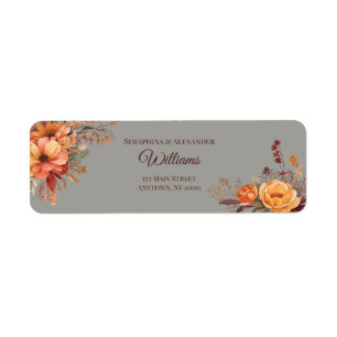 Herbst-Wasserfarben-Blumen-Hochzeit-Rücksendeadres