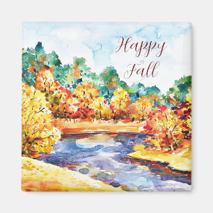 Herbst-Wasserfarbenlandschaft mit anpassbarem Text Magnet