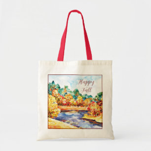 Herbst-Wasserfarbenlandschaft mit anpassbarem Text Tragetasche