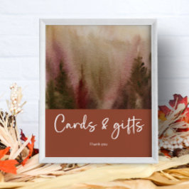 Herbst Wasserfarbenwald Terracota Karten und Gesch Poster